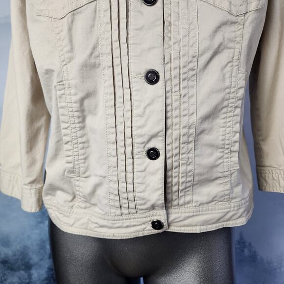 Dress Barn Collared Button Up Khaki Jacket | Women's Large - Picture 3 of 15